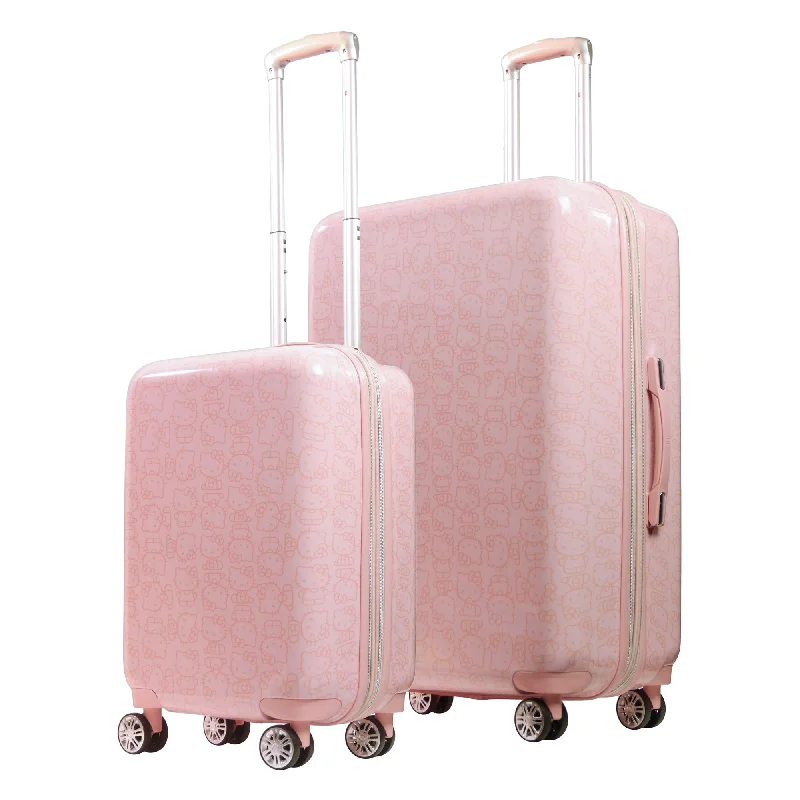 Hello Kitty All Over Print Hard-sided Pink Spinner Luggage 2 pc Set