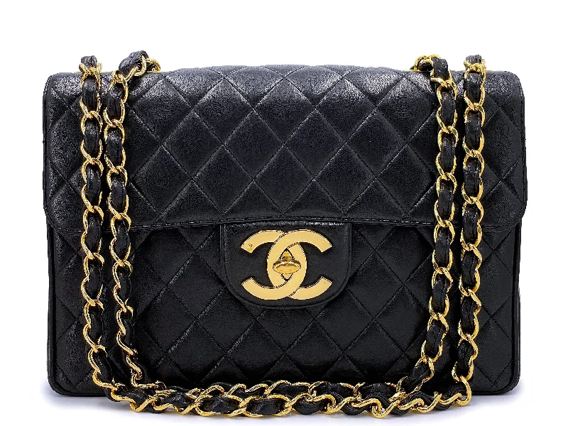 Chanel Vintage Jumbo Classic Flap Bag 1994 Black Lambskin 24k GHW 3QC