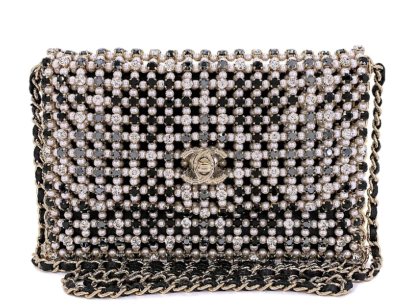 Chanel 2021 Evening Gold Pearls Crystal Flap Bag YTR