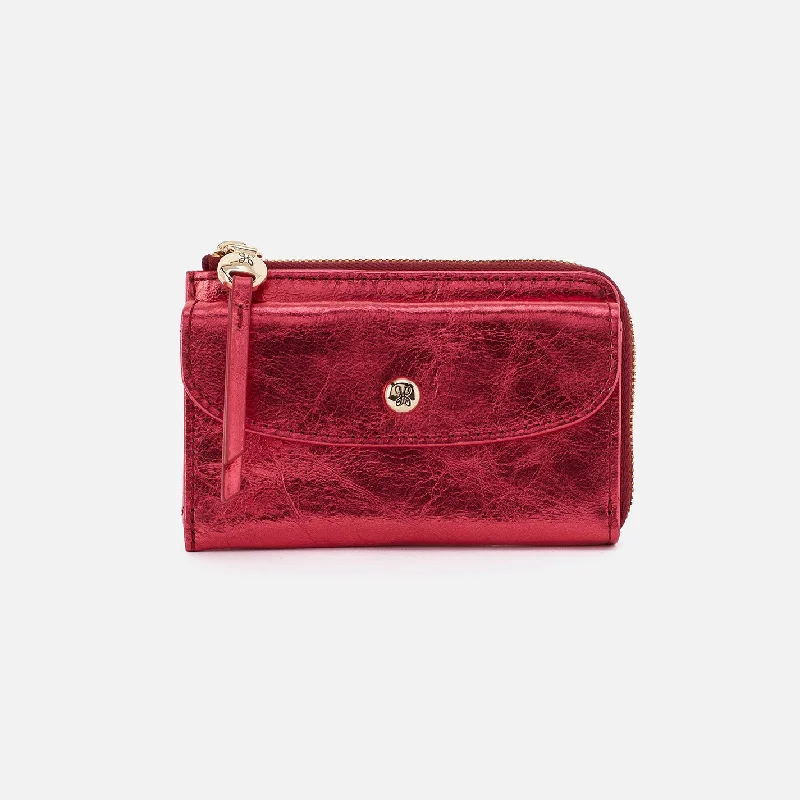 Addi Card Case in Metallic Leather - Strawberry Fields