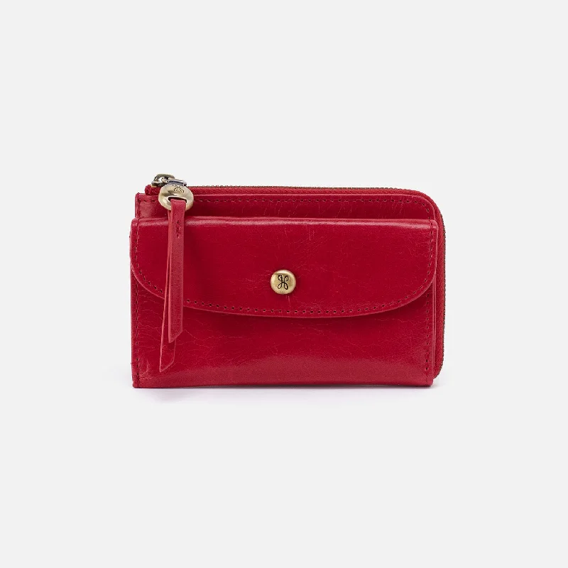 Addi Card Case in Polished Leather - Claret