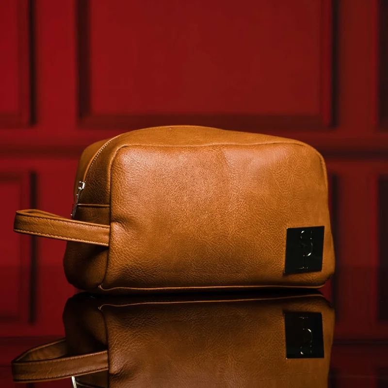 Brown Leather Toiletry Bag