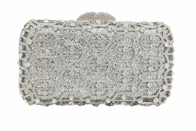 Silver Crystal Clutch Bag