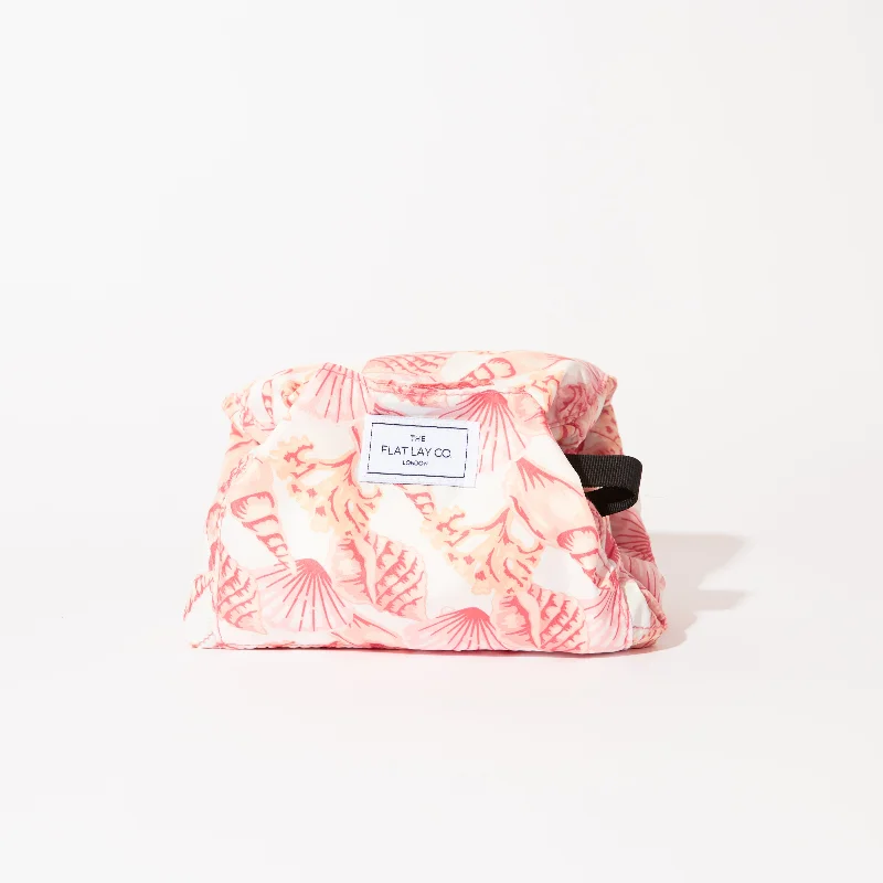 Drawstring Flat Lay Makeup Bag - Pink Shells