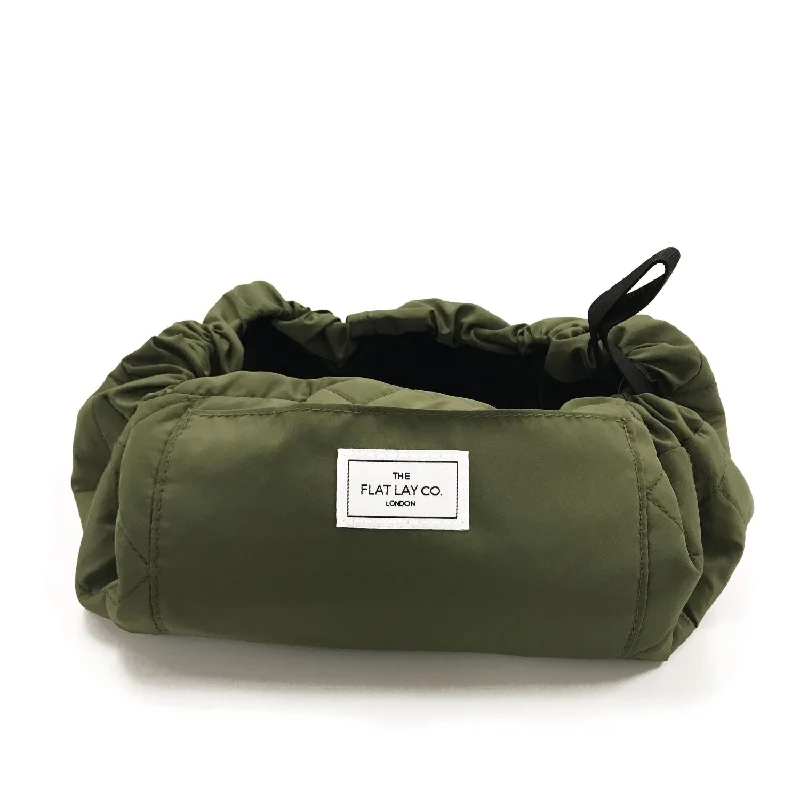 Drawstring Flat Lay Makeup Bag - Utility Green