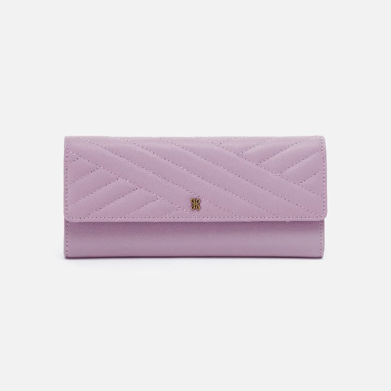 Jill Large Trifold Wallet in Quilted Silk Napa Leather - Lavender