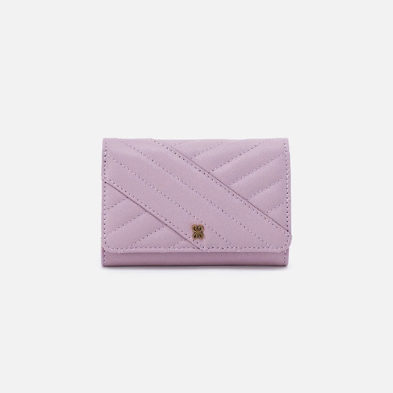 Jill Trifold Wallet in Quilted Silk Napa Leather - Lavender