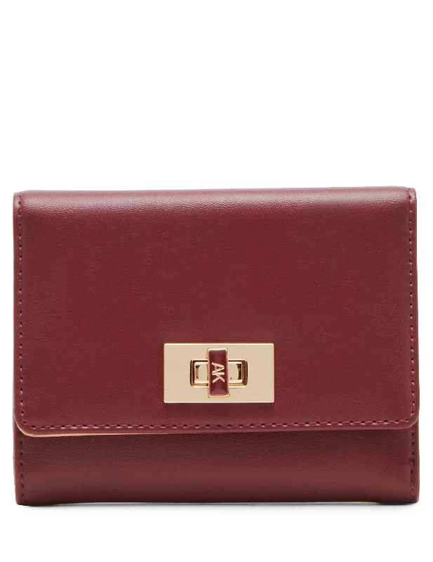 Medium Flap Wallet With Enamel Turn Lock