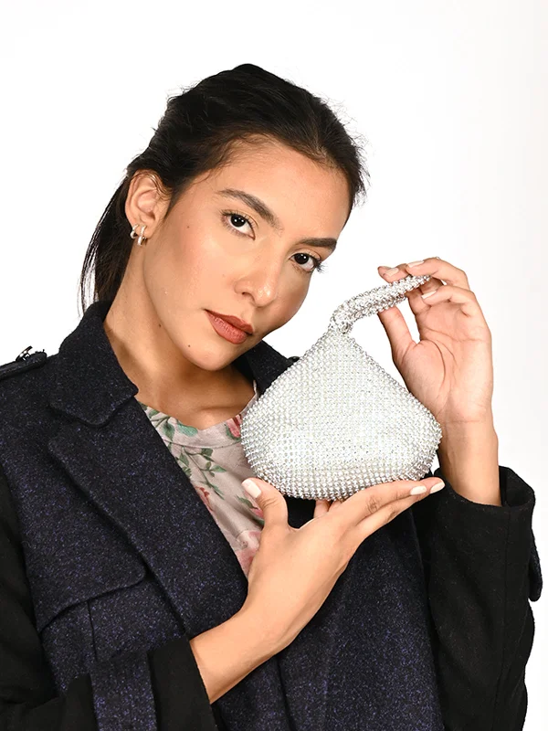 Odette Silver Clutch For Women