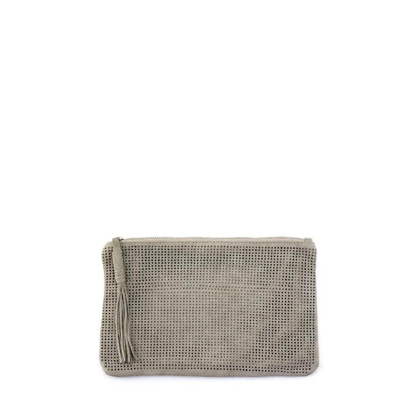 Orado Perforated Suede Pouch Small Taupe