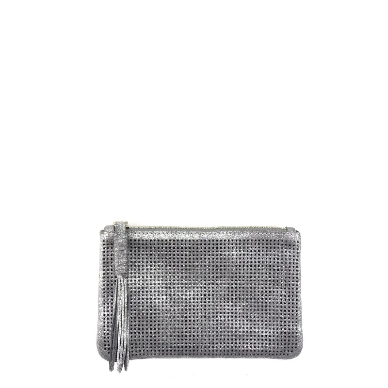 Orado Perforated Shimmer Pouch Small Silver