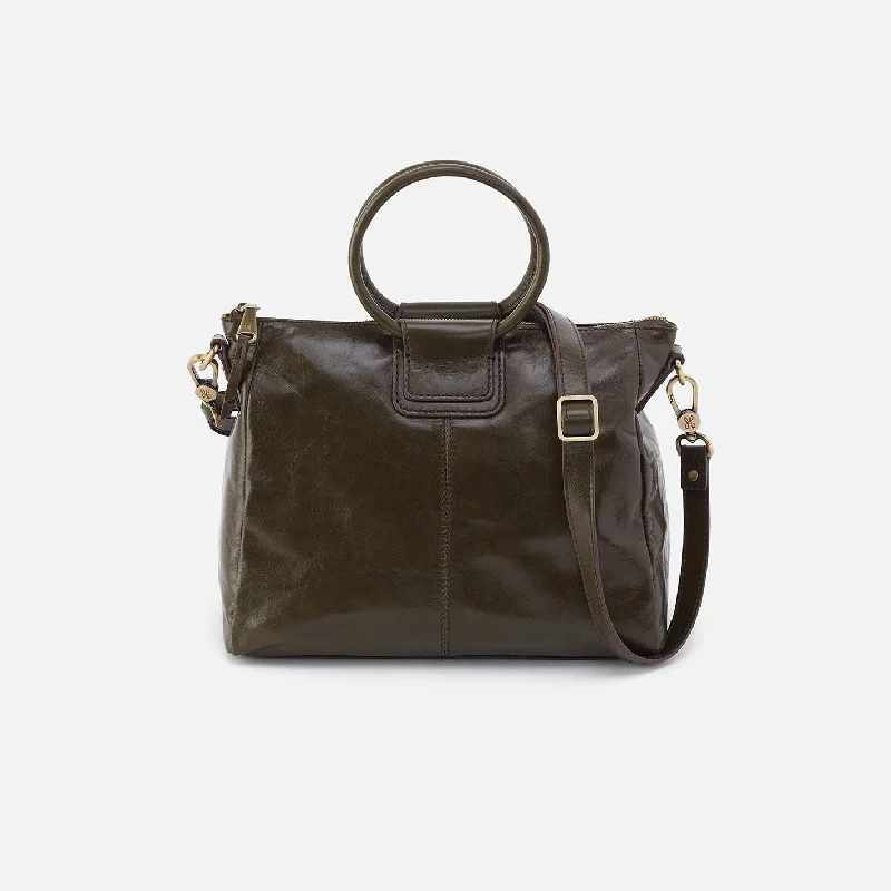 Sheila Medium Satchel In Polished Leather - Deep Moss