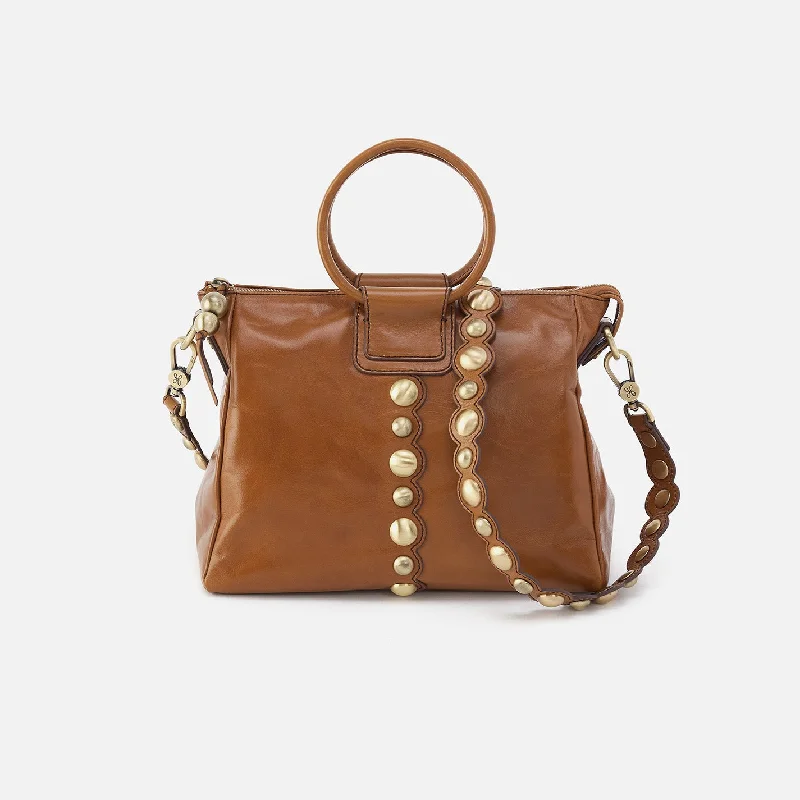 Sheila Medium Satchel In Polished Leather - Truffle With Studs