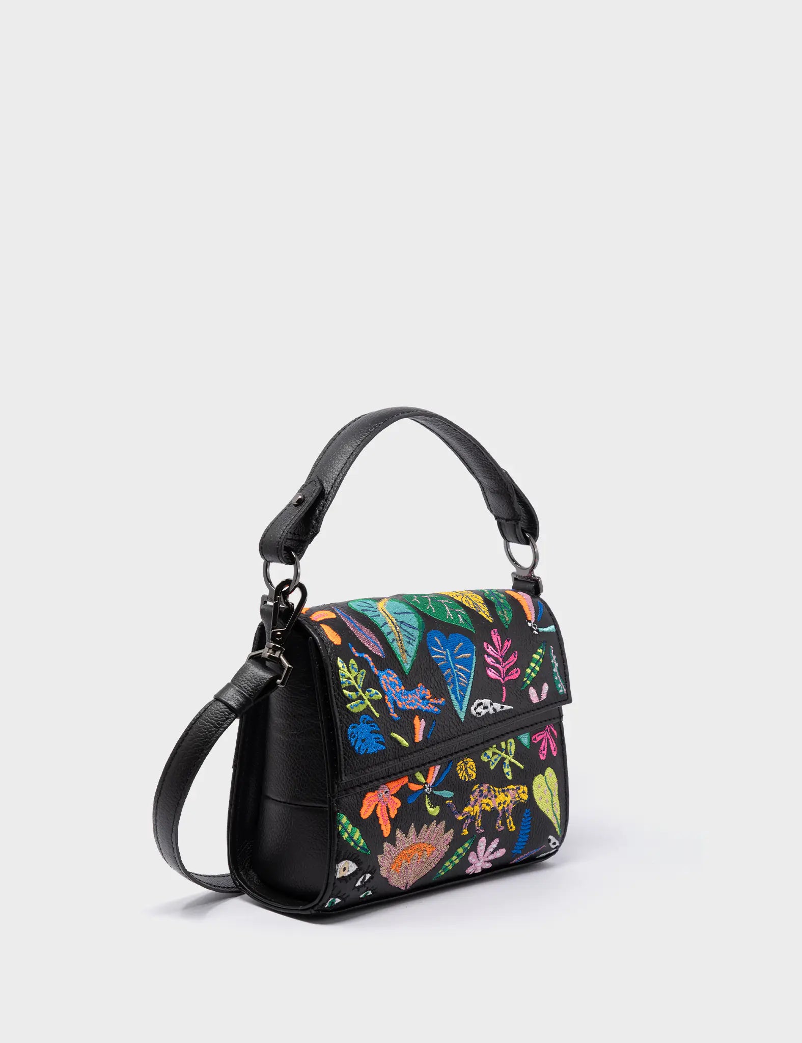 Anastasio Micro Crossbody Handbag Black Leather - El Trópico Embroidery