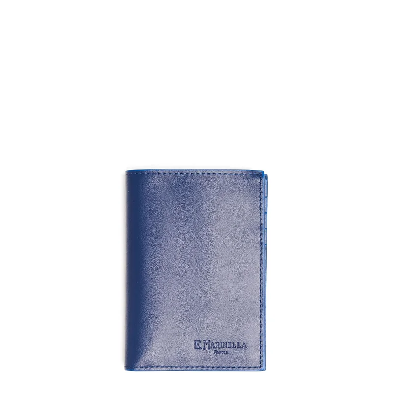 BLUE LEATHER VERTICAL WALLET