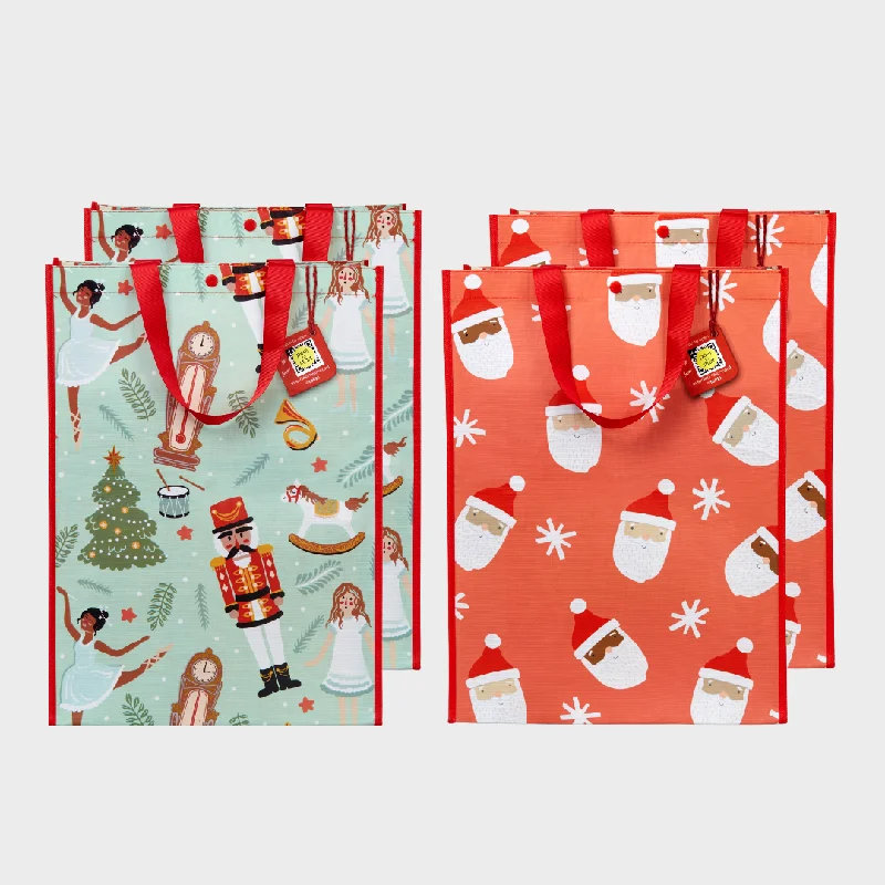 Extra Large Holiday Bundle | Reusable Gift Bag + QR Greeting Card | 4 Pieces