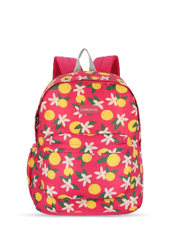 Lavie Sport Lime 18L Printed Casual Backpack |School Bag for Girls Magenta