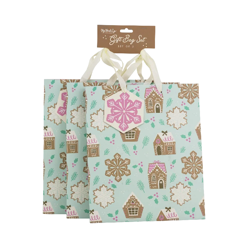 PLGB432 - Gingerbread Houses Medium Gift Bag Set of 3