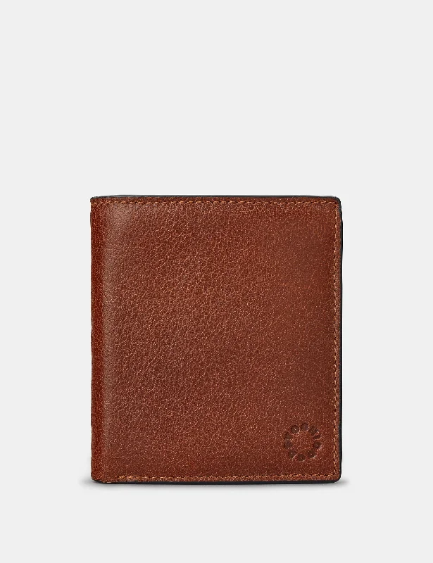 Two Fold Brown Leather Coin Pocket Wallet